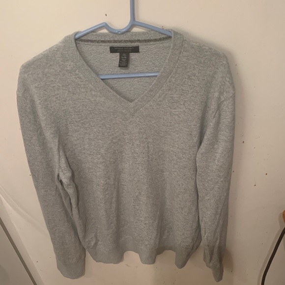 Stunning Banana Republic Light Blue/White Cotton Cashmere V-Neck Sweater SZ L - Picture 1 of 4